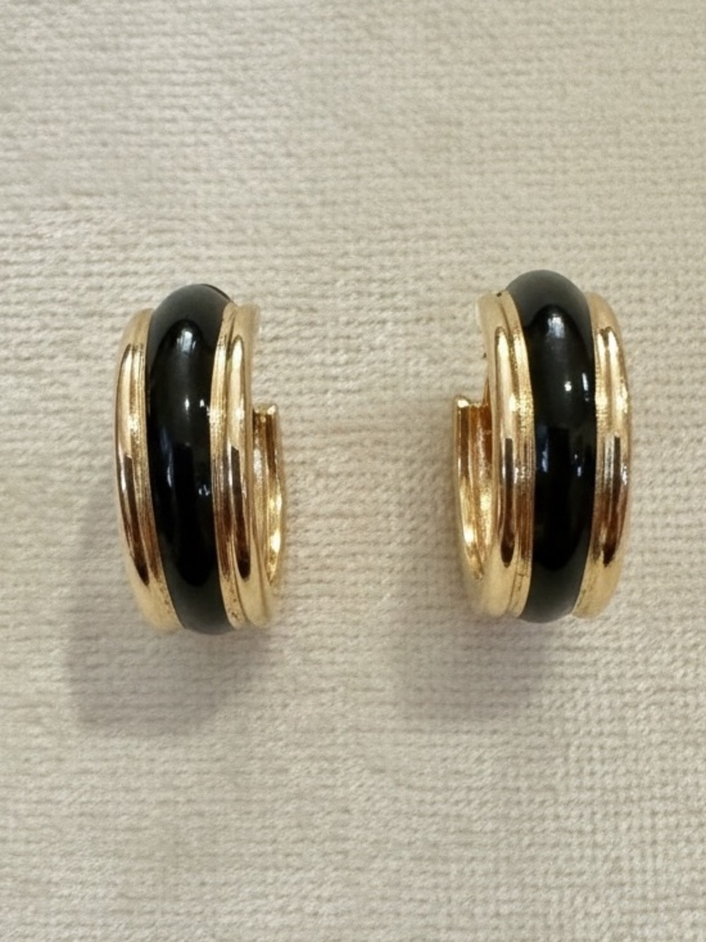 Monet - Vintage Enamel & Gold Half Hoops